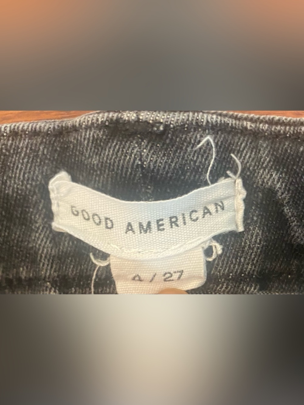 Good American Jeans Sz 4/27 Black Stretch Raw Hem Belt Loops 5 Pockets - Picture 2 of 8